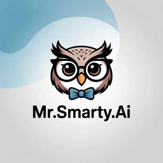 “Mr.Smarty.AI logo with cartoon Owl&#34;